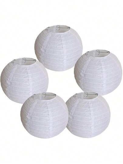 5pcs/Set 4-Inch White Paper Lanterns, Wedding Decoration, Birthday Party Supplies,Christmas