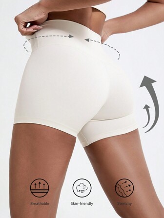 1件装瑜伽运动裤户外健身跑步训练短裤高腰透气骑行短裤