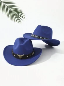 2 件男女通用刺绣牛头装饰波西米亚风牛仔帽，户外休闲沙滩/牛仔/软呢帽，涤纶万圣节 - 多色1 - 查看 22