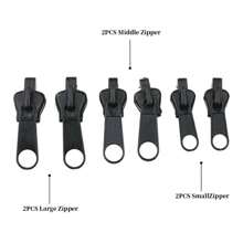 3 Sizes 6PCS Universal Instant Fix Zipper Repair Kit Replacement Zip Slider Teeth Rescue Sewing Clothes Bag Zippers Tool Accessories - Black - View 3