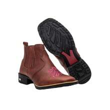 Women's Embroidered Texan Boot + Belt 4040-Brown - Rỉ Nâu - Xem 2