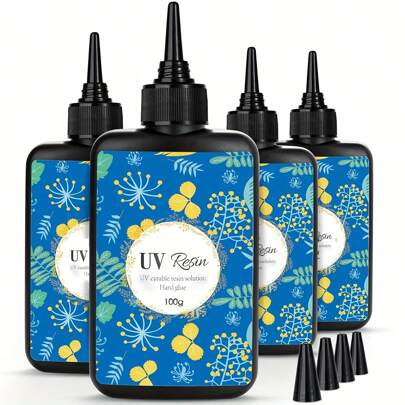 100g/400g Resina Uv Dura, Kit De Resina Epoxi De Curado Uv Transparente Y Cristalina, Resina Uv Premezclada Con Pegamento Activado Por Energía Solar Para Hacer Joyas, Secado Rápido