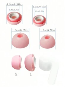 4pcs Silicone Earphone Eartips, 2 Large & 2 Medium, Compatible With AirPods Pro, Pink - Pink - View 4