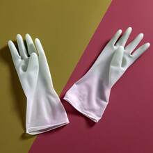 2pcs Two Tone Dishwashing Gloves, Thickened Kitchen Latex Gloves, Bowl Rubber, Gradient Color Rubber, Household Car Wash, Cleaning And Prevention