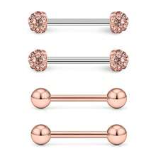 4pcs 14G Stainless Steel Tongue Ring Nipple Shield Barbell Ring Bar Nipplerings Body Piercing Jewelry For Men Silver Black Rose Gold 12mm 14mm 16mm 18mm - Multicolor - View 14