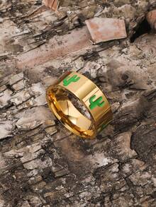 1 件简约西式闪电不锈钢戒指，男女通用百搭设计 - 彩色 - 查看 24