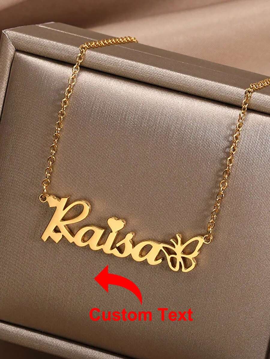 1 chiếc vòng cổ tên tùy chỉnh cho phụ nữ có hình con bướm bằng thép không gỉ có tên cá nhân hóa Vòng cổ choker hình con bướm cho đám cưới Quà tặng trang sức Giáng sinh cho bạn thân - Bạc - Xem 1