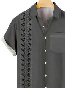 Áo sơ mi nam tay ngắn cỡ lớn in kỹ thuật số thời trang mùa hè mới, kiểu Hawaii, thoáng mát, chất liệu thoáng khí. - Xám - Xem 3