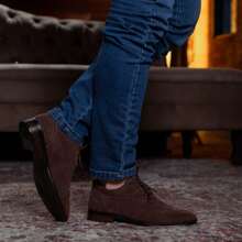 Versatile And Comfortable Men's Oxford Suede Dress Shoe - Cà phê nâu - Xem 1