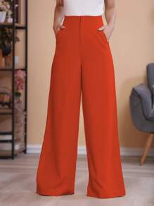 Women's Pants/Tailored/Wide Leg Pants/Summer Winter/Christmas Collection/Elegant/Casual/Stylish/Feminine/Christmas Look/Light/Comfortable/2023 Collection - 橘色 - 查看 1