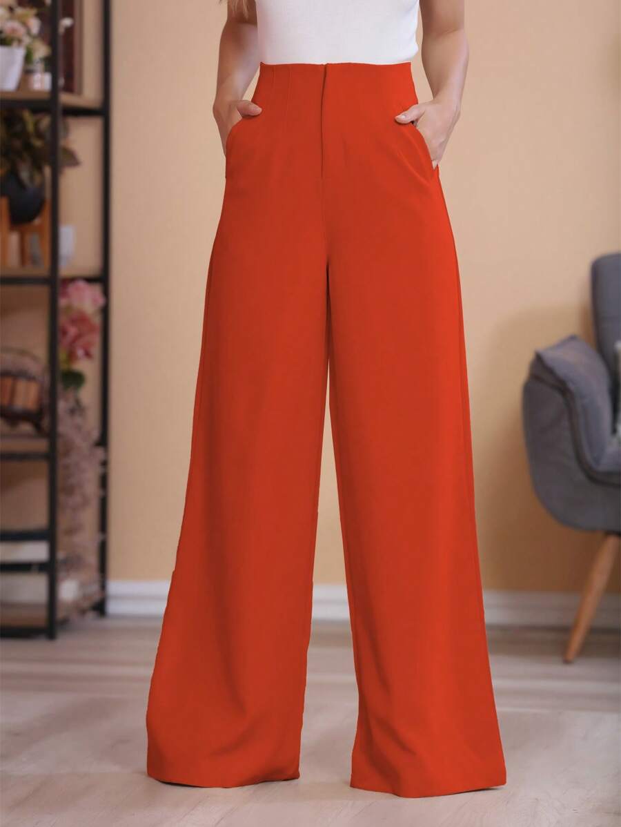 Women's Pants/Tailored/Wide Leg Pants/Summer Winter/Christmas Collection/Elegant/Casual/Stylish/Feminine/Christmas Look/Light/Comfortable/2023 Collection - 橘色 - 查看 1