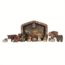 Rompecabezas de madera de Jesús, rompecabezas del Nacimiento, accesorio de decoración del hogar del Misterio del Nacimiento - Multicolor - Ver 9