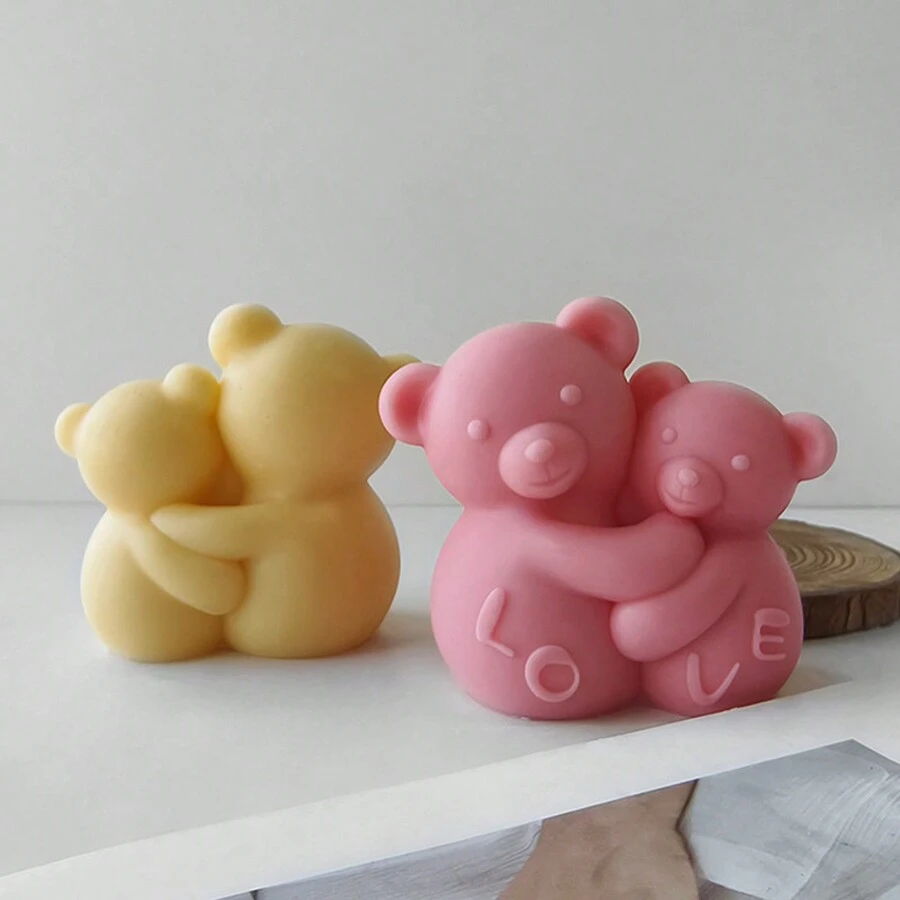 爱心拥抱熊 DIY 手工香氛石膏多功能硅胶模具 - 白色 - 查看 1