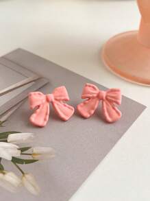 1 cặp bông tai đính nơ thời trang độc đáo được sơn giản dị và đơn giản cho ngày lễ tình nhân, mẹ, mẹ, ngày của mẹ, quà tặng - Hoa tai - Xem 7