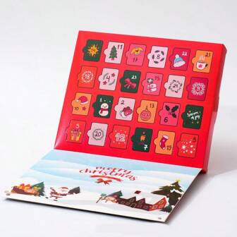 1pc Christmas Gift Poking Happy Calendar, Empty Box 24 Day Countdown Color Box Gift Box, Christmas Decoration, Christmas Party Gift, Strange Things, Cool Decoration, Scene Decoration,Christmas