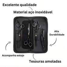Kit Of 3 Professional Scissors With Razor Edge And Colored Thinning Shears - màu đen - Xem 2