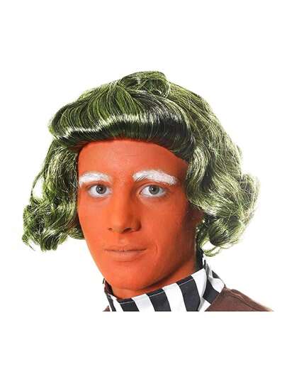 I LOVE FANCY DRESS Adult Factory Worker Wig Womens Mens Fancy Dress Costume World Book Day Fancy Dress Ooompa Loompa Green Hair Funny Outfit