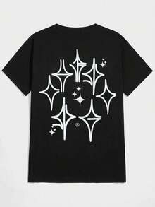 Unisex Stars T-Shirt 100% Cotton Streetwear New Release Shipping Various Colors!! - 黑色 - 查看 1