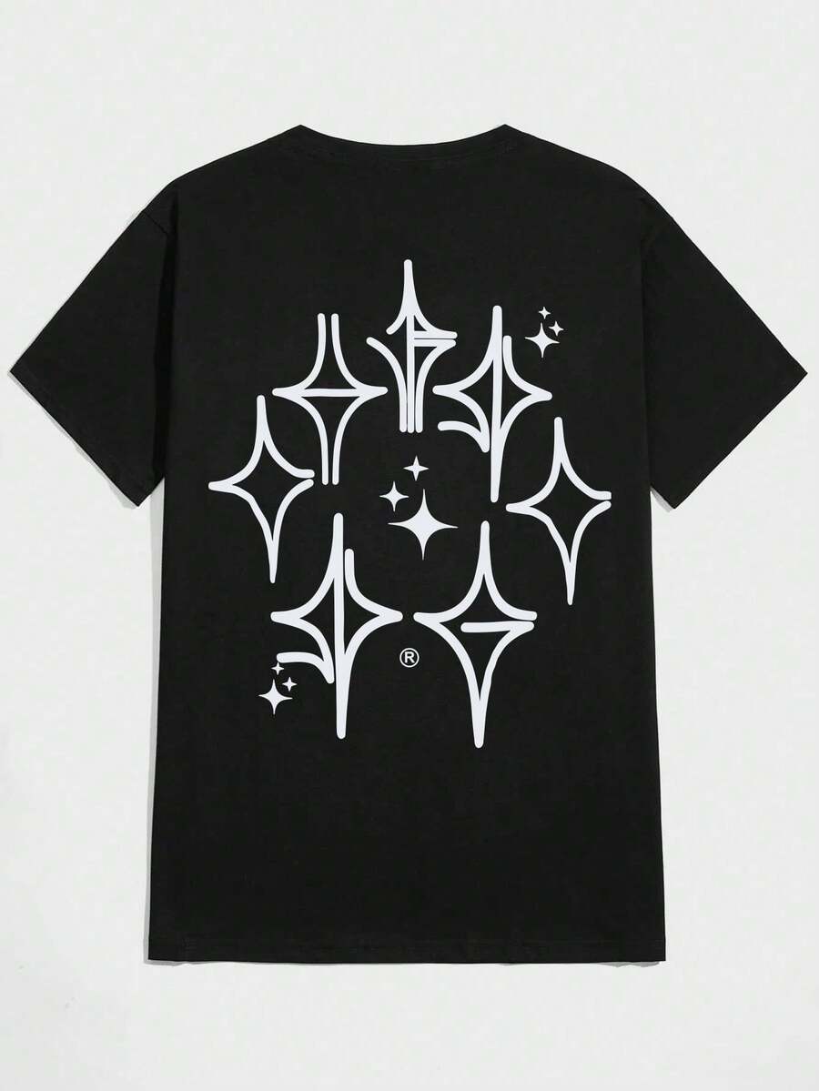 Unisex Stars T-Shirt 100% Cotton Streetwear New Release Shipping Various Colors!! - 黑色 - 查看 1