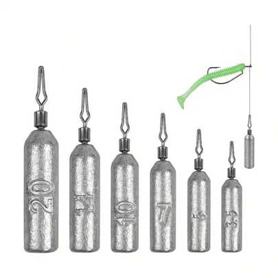 80 CÁI Chìm câu cá, Bộ dụng cụ câu cá Chìm câu cá hình bút chì mỏng không rắc rối Chìm câu cá nước ngọt Chìm câu cá nước mặn (Màu vòng chì ngẫu nhiên)