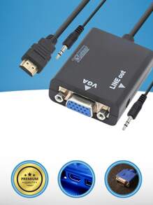 To VGA Adapter Converter Cable With P2 Audio Output With P2 Cable - màu đen - Xem 2