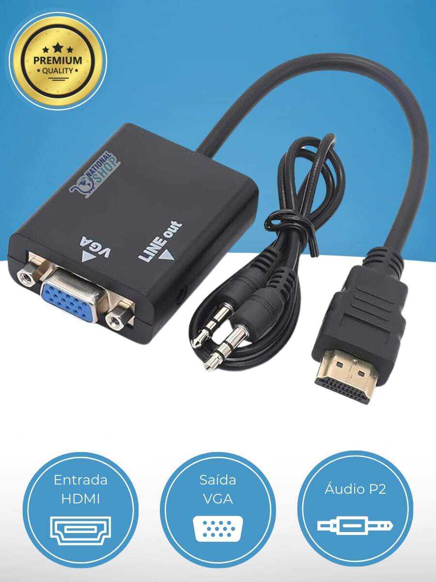 To VGA Adapter Converter Cable With P2 Audio Output With P2 Cable - màu đen - Xem 1