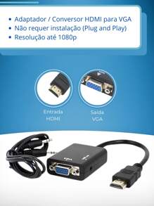 To VGA Adapter Converter Cable With P2 Audio Output With P2 Cable - màu đen - Xem 3