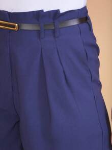 WUUW Women's Shorts With Solid Color Metal Belt Fashion New Style - Xanh đậm - Xem 7