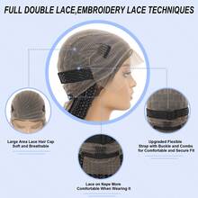 39英寸全蕾丝前编织假发，黑色无结盒式编织假发，带心形婴儿发，独特合成手工编织蕾丝前假发，适合女性佩戴 - 黑色 - 查看 7