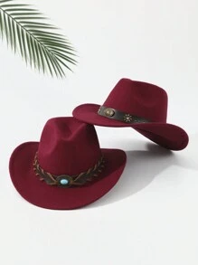 2 szt. Unisex haftowany pasek na głowę bydła wystrój Boho kowboj/kowboj miękki filcowy kapelusz fedora, na zewnątrz, na co dzień, na imprezę, lato, zimę