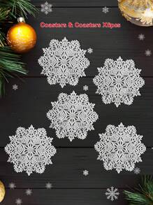 6pcs, Christmas Snowflake Coaster Coasters, PVC Coasters For Christmas Restaurant Table Decoration. - Multicolor - View 9