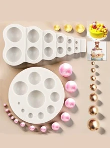 Khuôn silicon hình ngọc trai mộng mơ: Hình cầu 3D, bán cầu và hình trụ, thích hợp để trang trí bánh, làm sô cô la, kẹo cao su và đất sét mềm. - Màu be - Xem 2