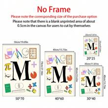 Set de 4 carteles decorativos de lona en matemáticas, decoración de escuela media y arte de pared de escuela secundaria, cartel de matemáticas, decoración de aula de matemáticas, póster de la pared de la galería de clase de matemáticas - Multicolor - Ver 2