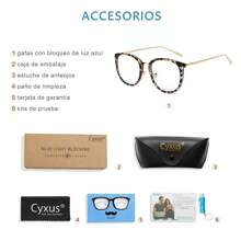 Cyxus Lentes para Computadora Hombres y Mujeres Anti Luz Azul Lente Antireflejant Bloqueo UV Antifatiga Anteojos - Marrón - Ver 9