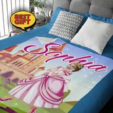 Girl Princess Custom Face Blanket, Personalized Blanket With Kids Face, Princess Blanket For Children, Name Plush Blanket Little Girls Baby Shower Family Decorations Gifts Winter Eve Gifts Back To School Winter Gift Ideas Boy Girl Valentine's Day - Multicolor - View 5