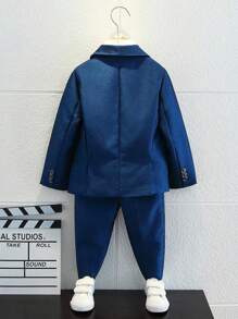 Young Boy Suit Set, Cute Formal Pageboy Outfit, Piano Performance Attire, British Style Gentleman For Spring/Autumn - Royal Blue - View 3