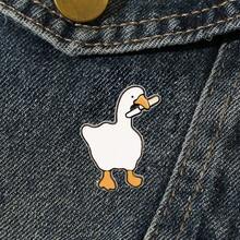 可爱鹅拿刀金属胸针卡通动物别针 - 彩色 - 查看 7