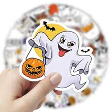 50 张白色幽灵贴纸，适用于垃圾日记本笔记本电脑水杯冰箱书行李箱桌子头盔滑板吉他剪贴簿 DIY 盒子包装标签派对贴纸 - 彩色 - 查看 7