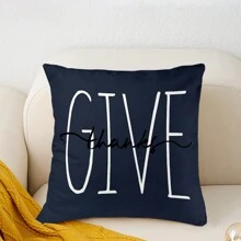 4pcs/1pc Thanksgiving Decorative Pillow Case, Harvest Season Pumpkin & Letter Print Blue Cushion Cover, Thanksgiving Decor Sofa Throw Pillow Sham - Multicolor - View 7