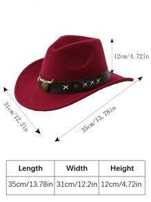 2 szt. Unisex haftowany pasek na głowę bydła wystrój Boho kowboj/kowboj miękki filcowy kapelusz fedora, na zewnątrz, na co dzień, na imprezę, lato, zimę