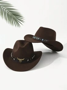 2 szt. Unisex haftowany pasek na głowę bydła wystrój Boho kowboj/kowboj miękki filcowy kapelusz fedora, na zewnątrz, na co dzień, na imprezę, lato, zimę