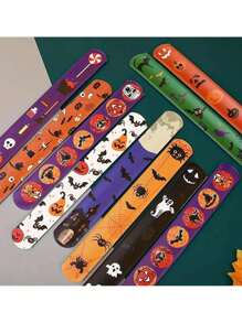 10/20pcs Halloween Slap Bracelets Party Decorations Wrist Spiders & Skull Decor, Christmas Slap Bracelets (Random Color),Christmas