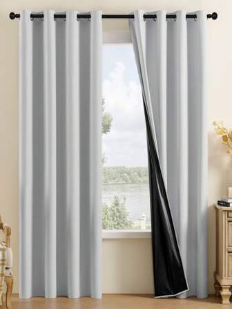 2st 99,9 % mörkläggningsgardinpaneler för vardagsrum, sovrum, balkong, badrum - moderna gardiner med täckmantel, vattenavvisande, fashionabla mörkläggningsgardiner, vävd helårspolyester, sladdlös