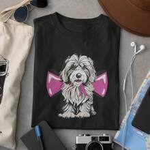 Basic Women's T-Shirt, T-Shirt, Casual, 100% Cotton, Premium, Dog Print, High Definition - 黑色 - 查看 4