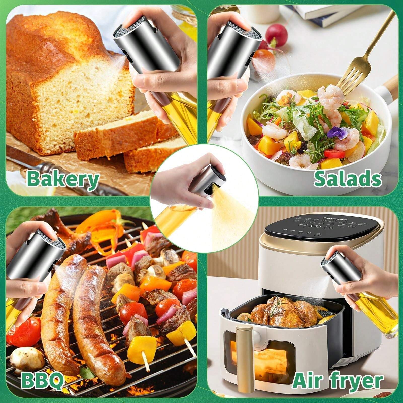 Oil Sprayer For Cooking, 2 Packs Upgraded Olive Oil Spray Bottle Mister