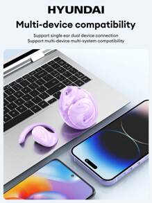 HYUNDAI 现代 HY-X15Ultra 蓝牙耳机，挂耳式，被动降噪，高清 3D 环绕声，低延迟，适合运动和骑行，电池寿命长，佩戴舒适，开放式无线耳机，兼容智能手机和电脑 - 黑色 - 查看 9