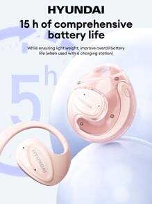 HYUNDAI 现代 HY-X15Ultra 蓝牙耳机，挂耳式，被动降噪，高清 3D 环绕声，低延迟，适合运动和骑行，电池寿命长，佩戴舒适，开放式无线耳机，兼容智能手机和电脑 - 黑色 - 查看 8