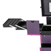 LOYALHEARTDY Rolling Makeup  Case, Lockable Portable Cosmetic Organizer Trolley, Large Make Up Cosmetic Orgainzer - 紫色 - 查看 10
