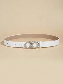 1pc Women's Black Leather Crescent Moon & Star Buckle Belt, Streetwear Cross Waist Belt, Versatile Fashion Accessory To Pair With Jeans & Skirts