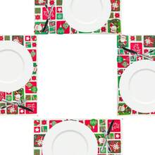 Polypropylene Placemat With 6 Places Christmas Print Santa Claus Tree Sousplat With Coasters - 綠色 - 查看 3